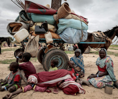 FILE PHOTO: A Sudanese family who fled the conflict in Murnei in Sudan's Darfur region