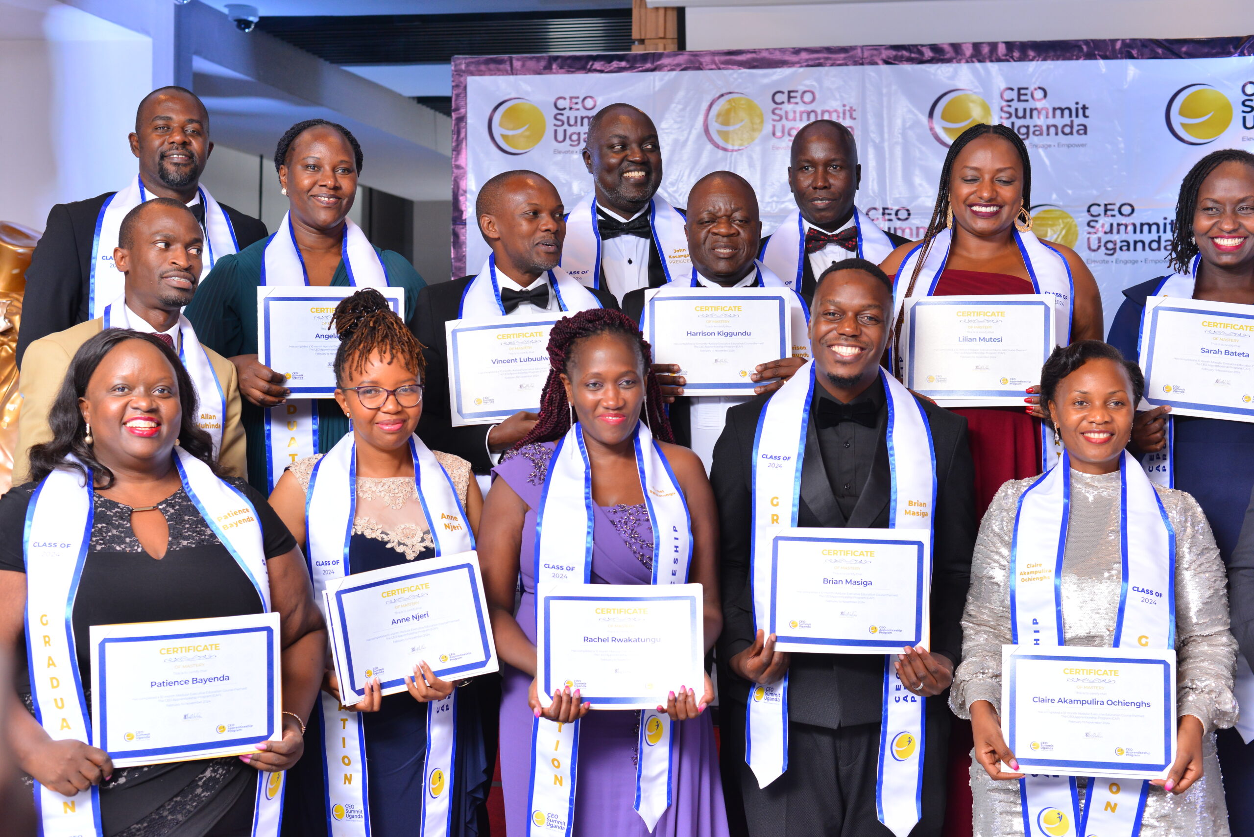 CEOs and Senior Management of various institutions during the 2024 CEO Apprenticeship Program (CAP) graduation at Four Points by Sheraton in Kampala.