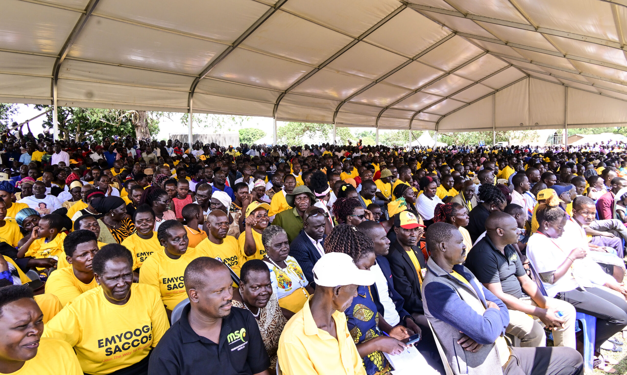 Some of the people who turned up for the PDM rally in Kaberamaido town listening to President Museveni's address on Wednesday. PPU Photo (1)