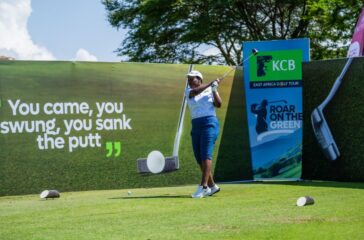 Agnes Mayanja, Executive Manager KCB Bank tees off with precision during the KCB East Africa Golf Tour Launch at Lake Victoria Serena Golf Resort & Spa Agnes Mayanja, Executive Manager KCB Bank tees off with precision during the KCB East Africa Golf Tour Launch at Lake Victoria Serena Golf Resort & Spa