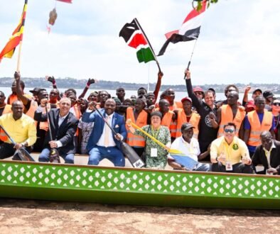 Some of the participants from Uganda, Kenya, South Africa and Egypt taking part in the first African Dragon Boat Festival that started on Thursday Oct 1 at Kawuku. PPU Photo